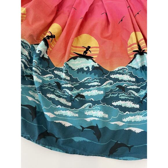 Sunset Surfer Skirt A-Line Art to wear Retro Pleated Dressever S - Picture 3 of 8